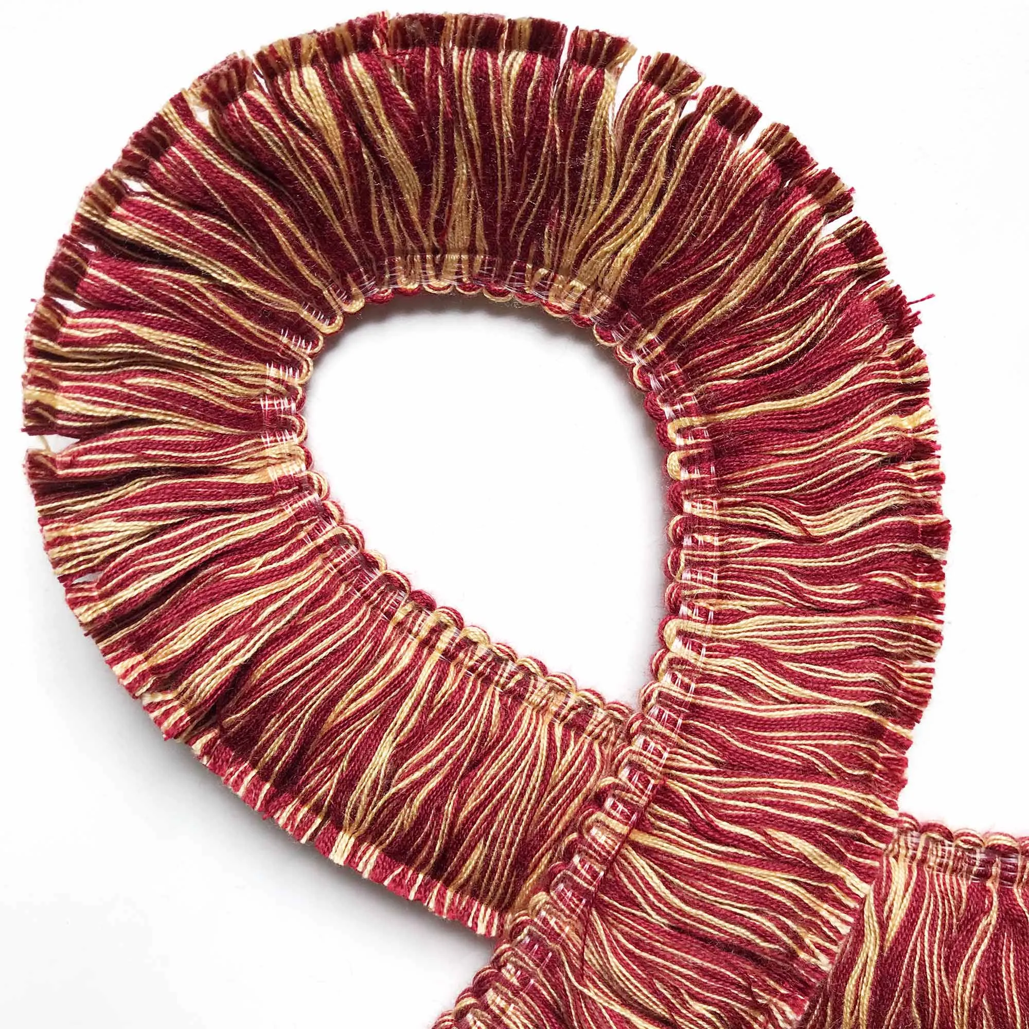 Burgundy and Yellow High Quality Decorative Brush Fringe Trim by the yard