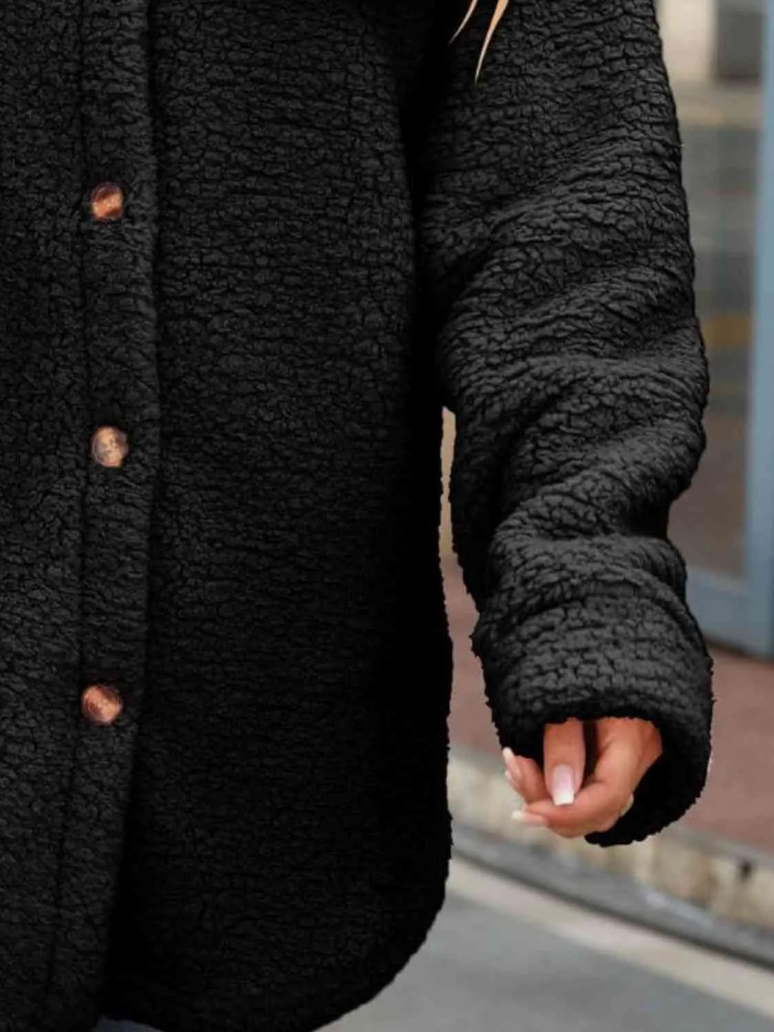 Button Down Collared Sherpa Coat