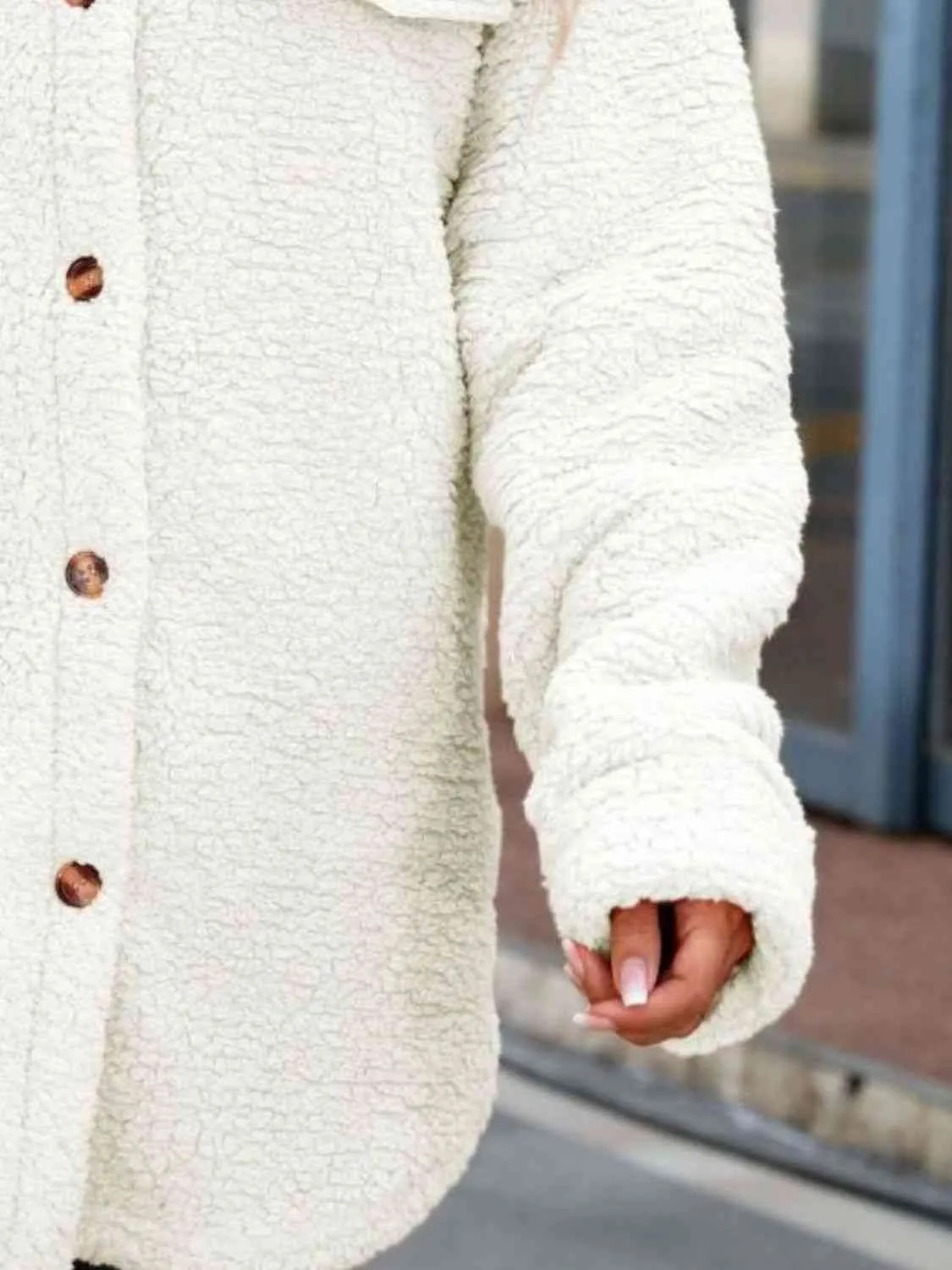 Button Down Collared Sherpa Coat