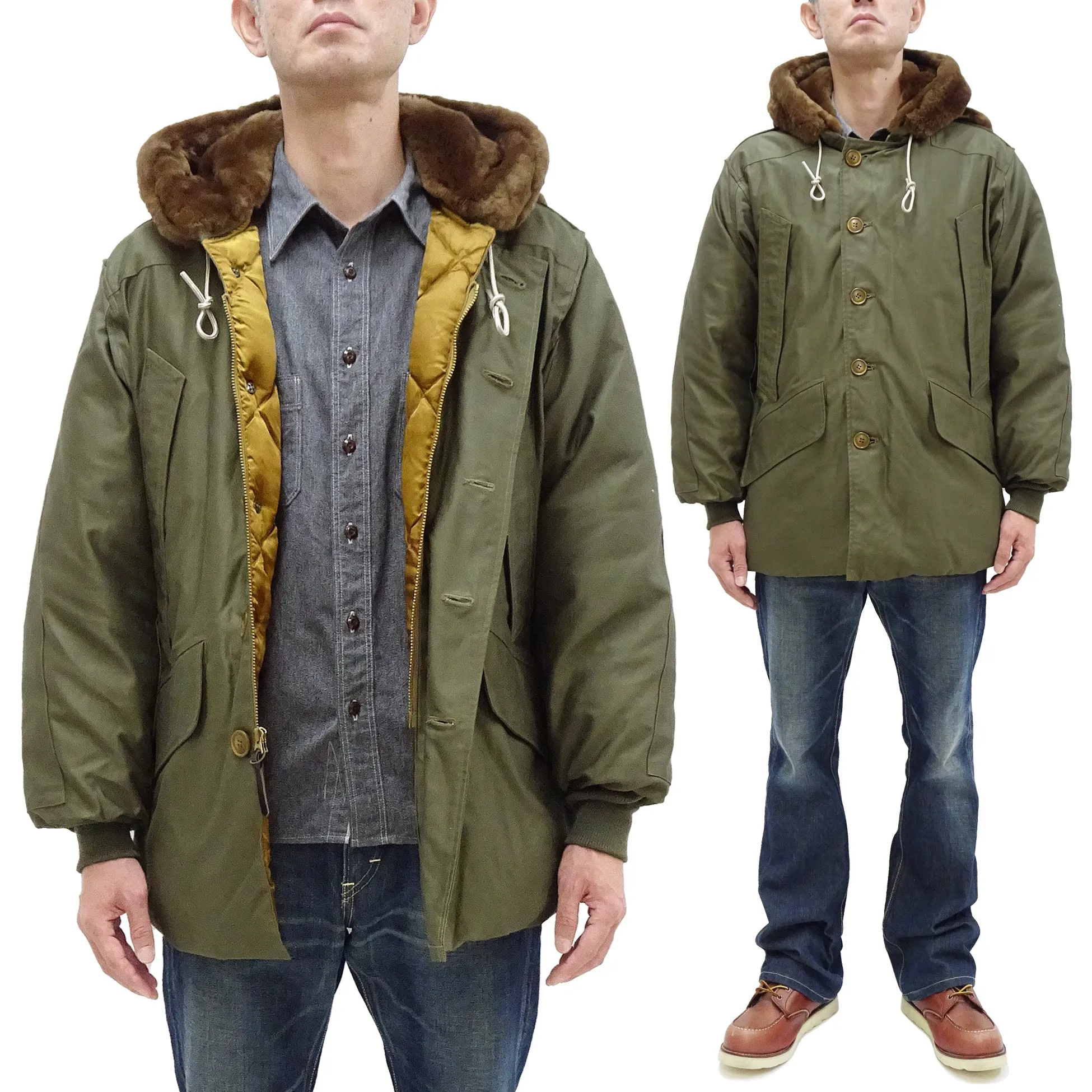 Buzz Rickson Type B-9 Flight Down Parka Men's B9 Hooded Down Jacket BR15538 Olive Drab