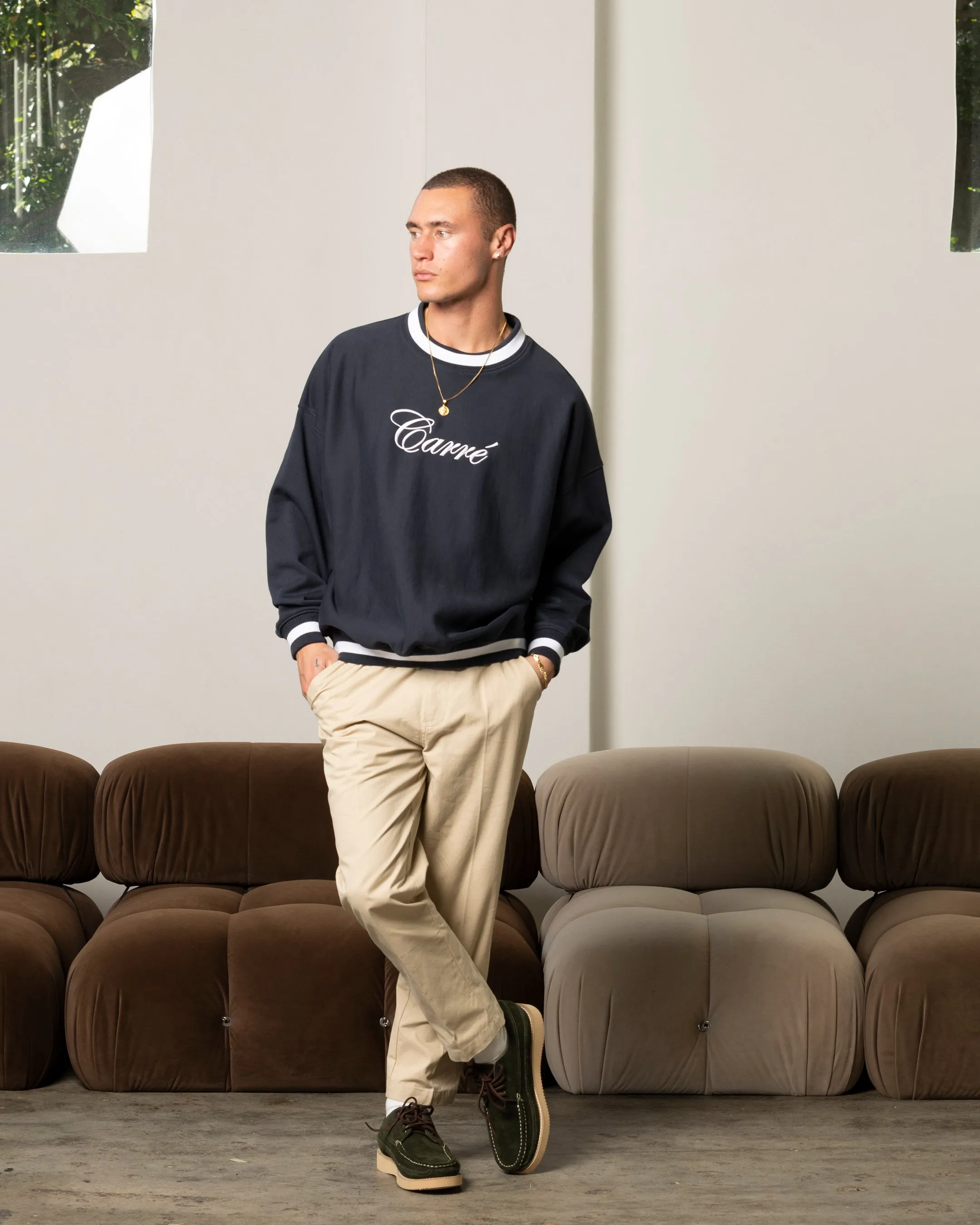 Carre Royal Oversized Crewneck Navy