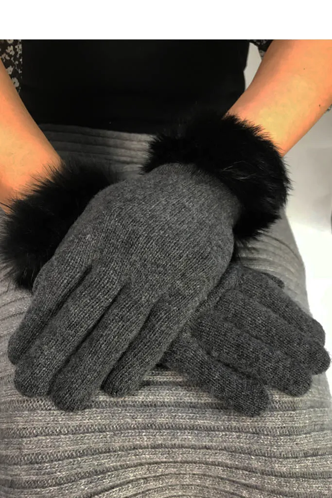 Cashmere Blend With 'Fur Trim Gloves'