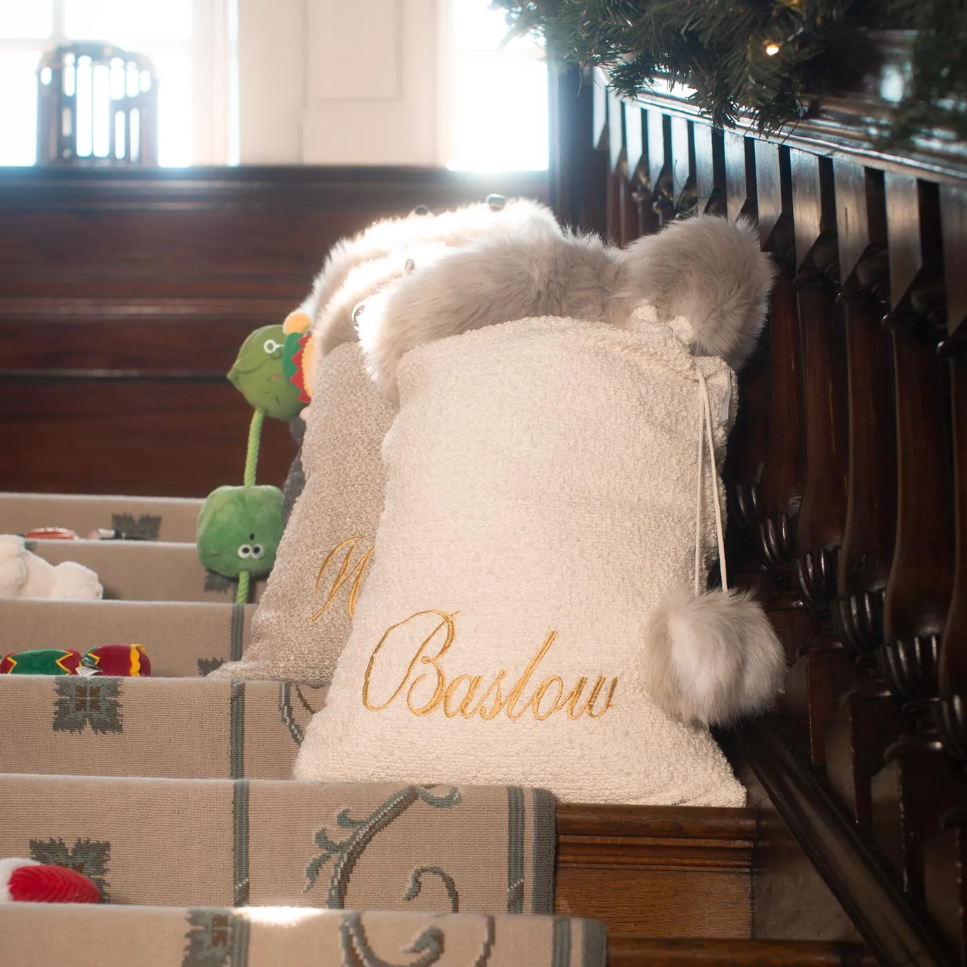 Christmas Santa Sack in Ivory Bouclé by Lords & Labradors