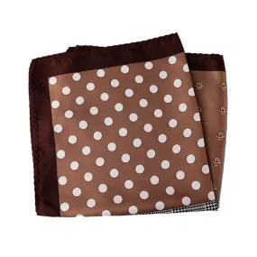 Classy Men Brown Multi-Pattern Dotted Pocket Square