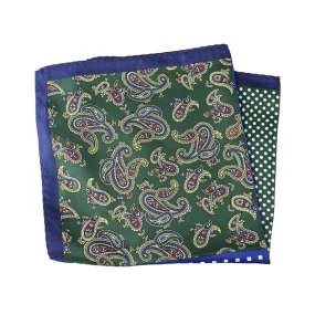 Classy Men Green Blue Multi-Pattern Pocket Square