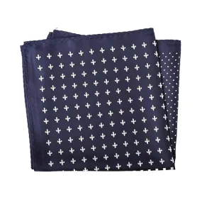 Classy Men Navy Blue Multi-Pattern Dotted Pocket Square