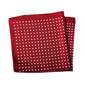 Classy Men Red Multi-Pattern Dotted Pocket Square