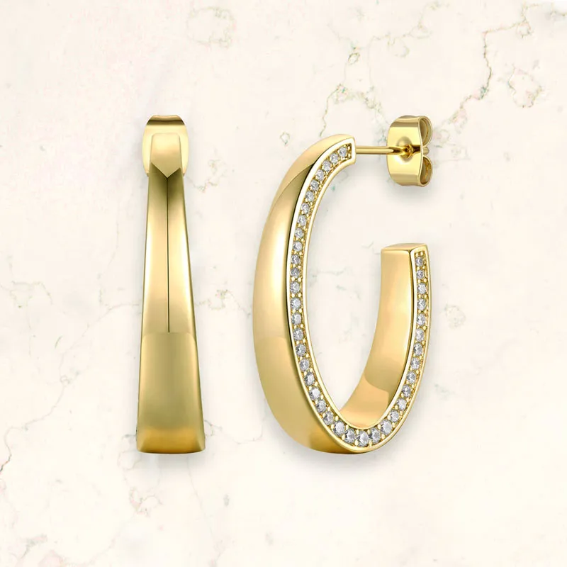 Cleo Classic CZ ¾ C-Hoop Earrings