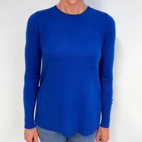 Cobalt Blue Side Tie Cashmere Crew Neck Jumper Medium