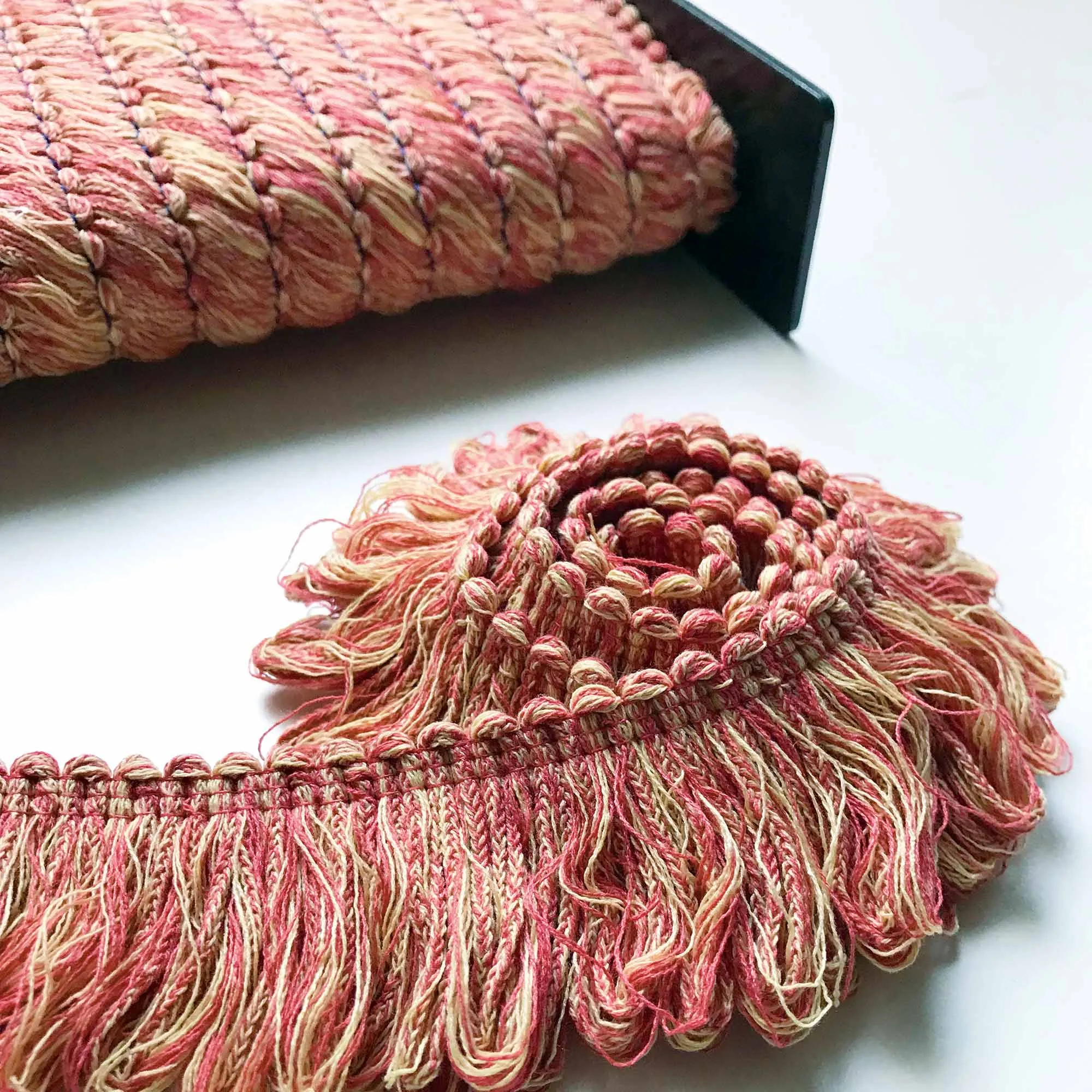 Coral and Wheat High Quality Decorative Brush Fringe Trim by the yard