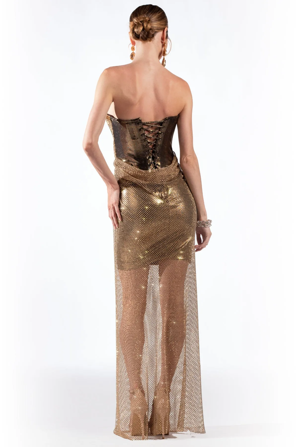 Cori Gold Corset - Long Dress