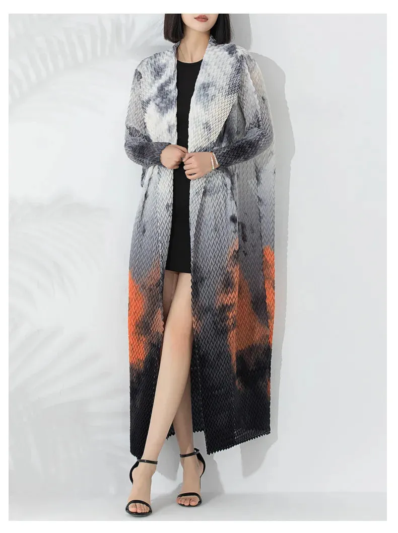 Couture Truly Pleated Long Cardigan Coat