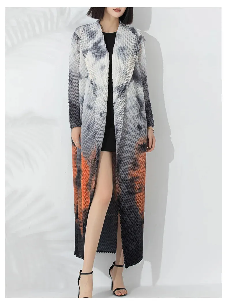 Couture Truly Pleated Long Cardigan Coat