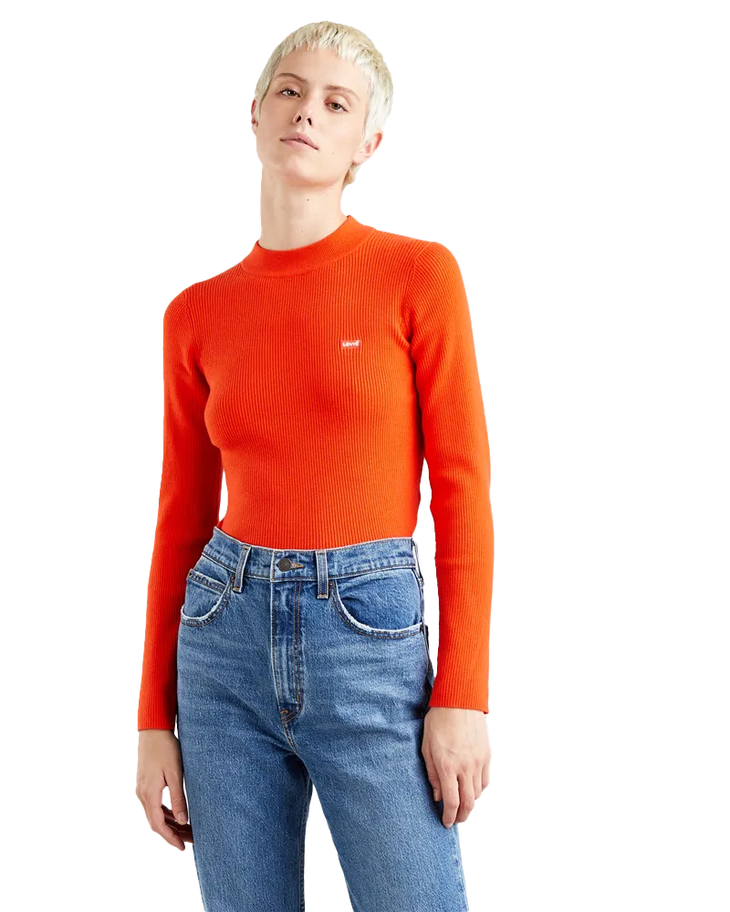 Crewneck Rib Jumper in Orange