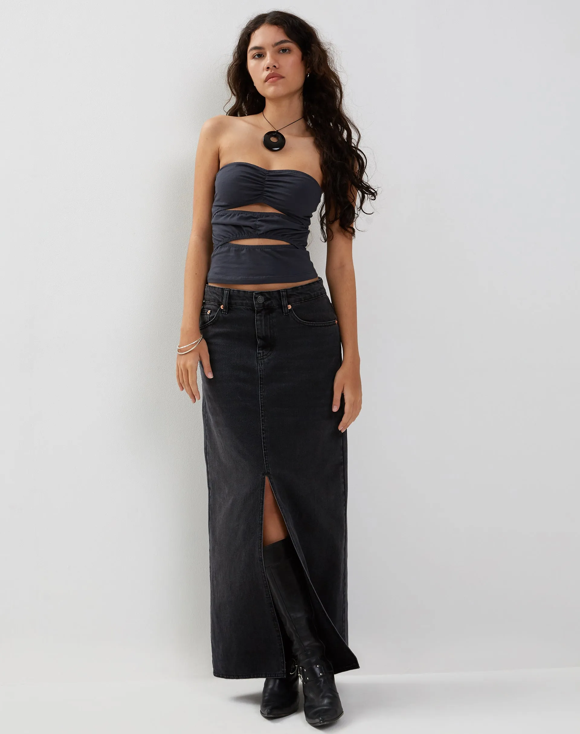 Dayu Bandeau Crop Top in Ocean Storm