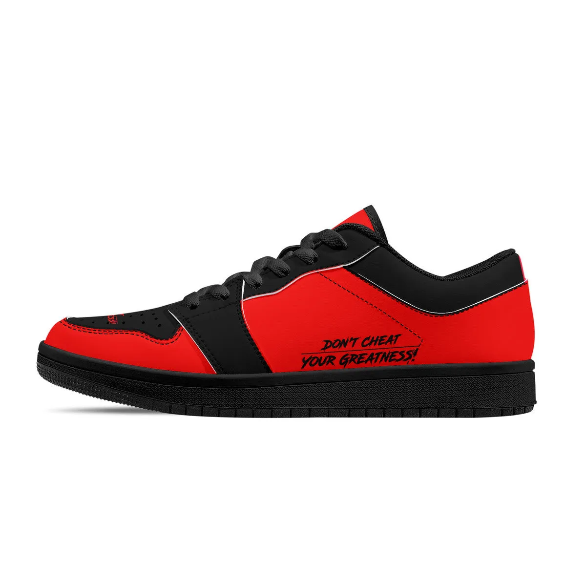 DCYG G4's Red & Black, Black Sole Low-Top Leather Sneakers