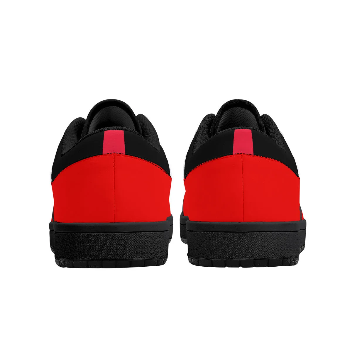 DCYG G4's Red & Black, Black Sole Low-Top Leather Sneakers