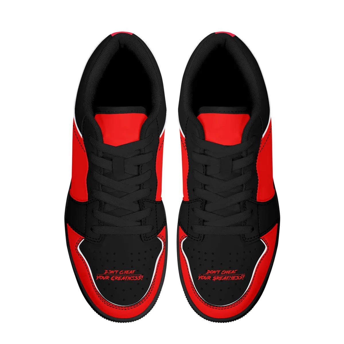 DCYG G4's Red & Black, Black Sole Low-Top Leather Sneakers