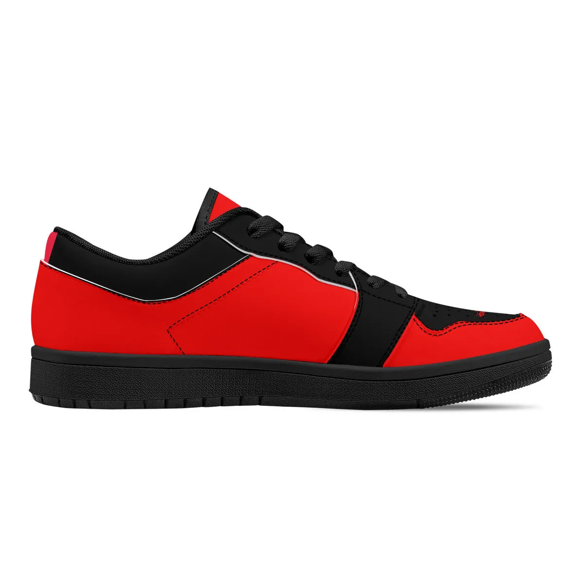 DCYG G4's Red & Black, Black Sole Low-Top Leather Sneakers