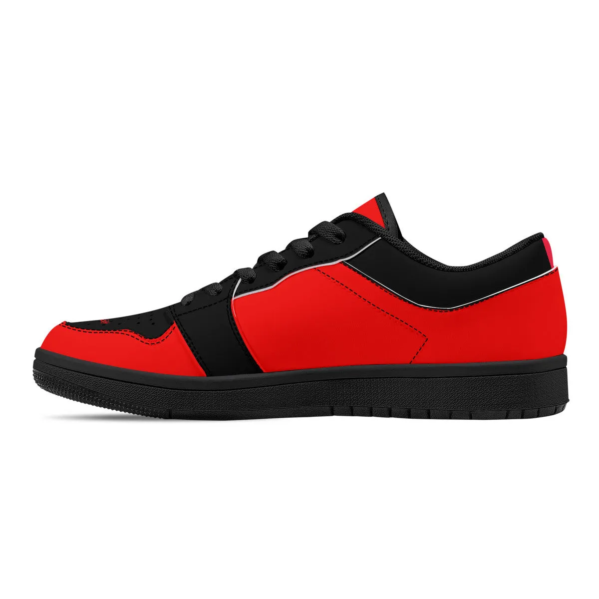 DCYG G4's Red & Black, Black Sole Low-Top Leather Sneakers