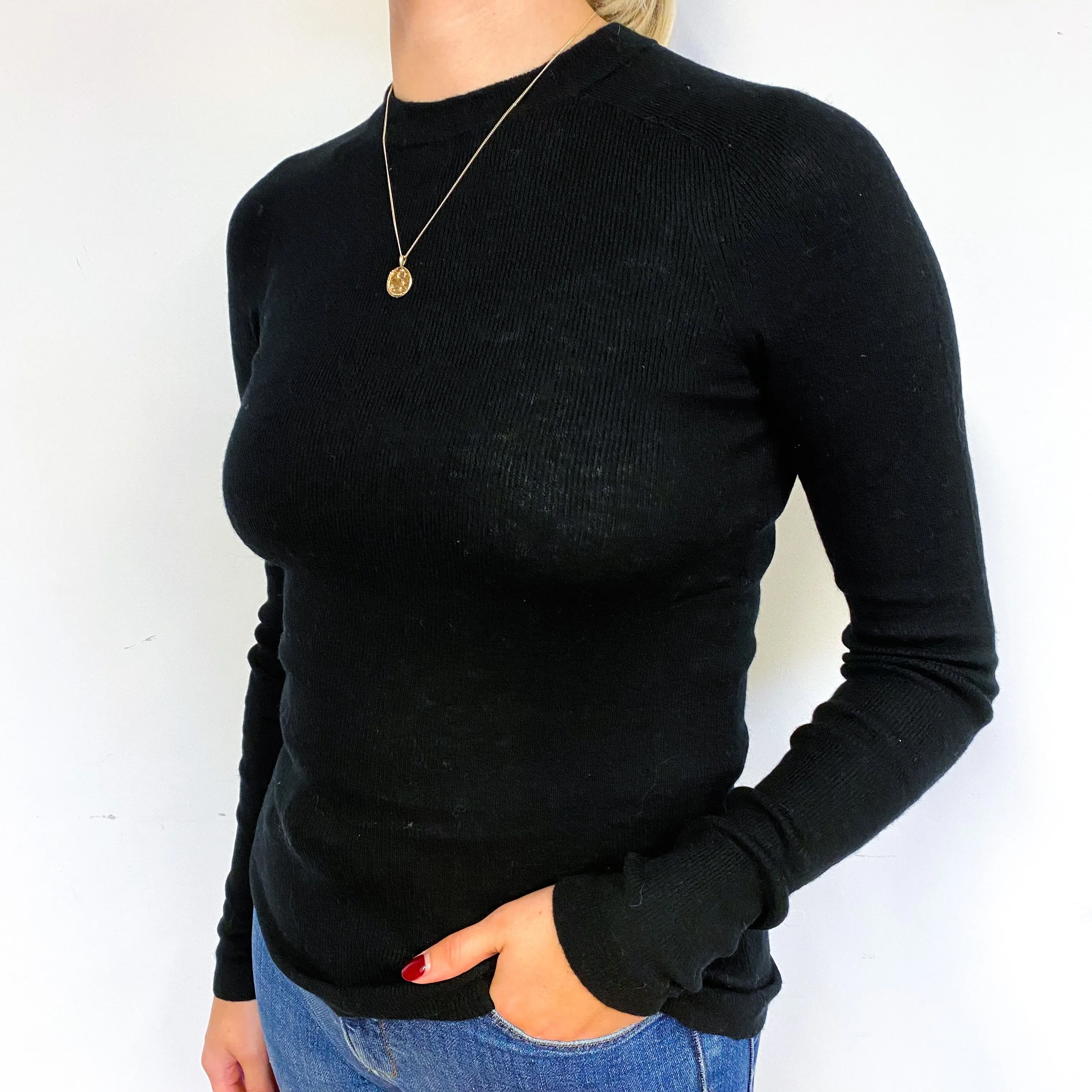 Designer Black Crew Neck Jumper Small