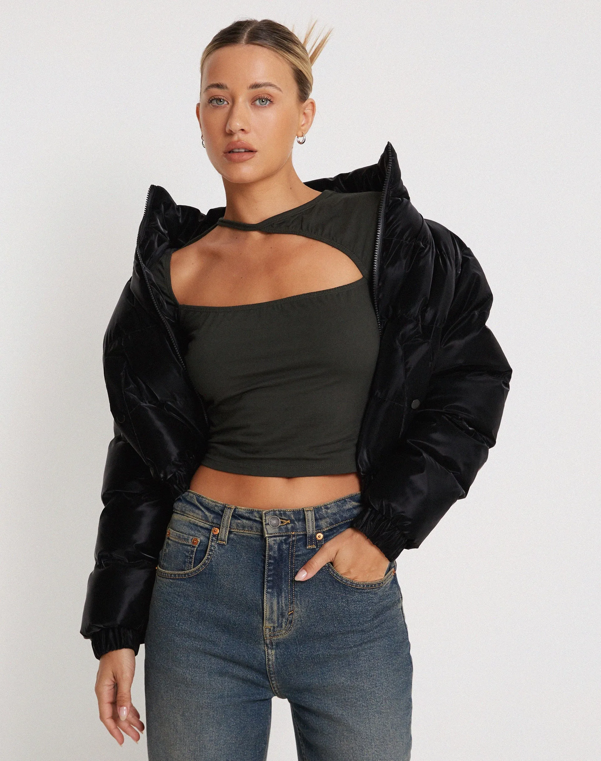 Desiree Crop Top in Black Forest