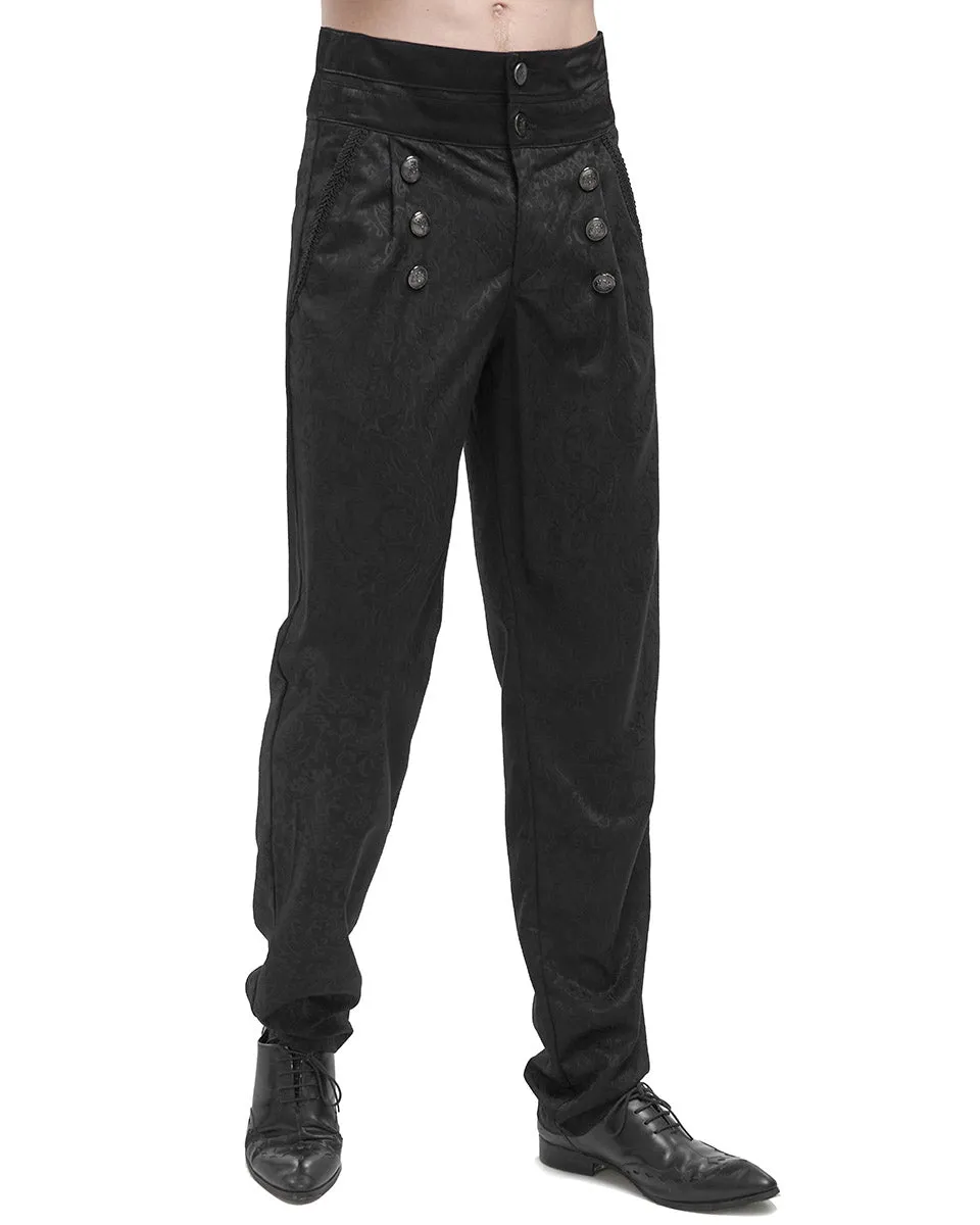 Devil Fashion Mens Gothic Aristocrat Jacquard High Waist Dress Pants