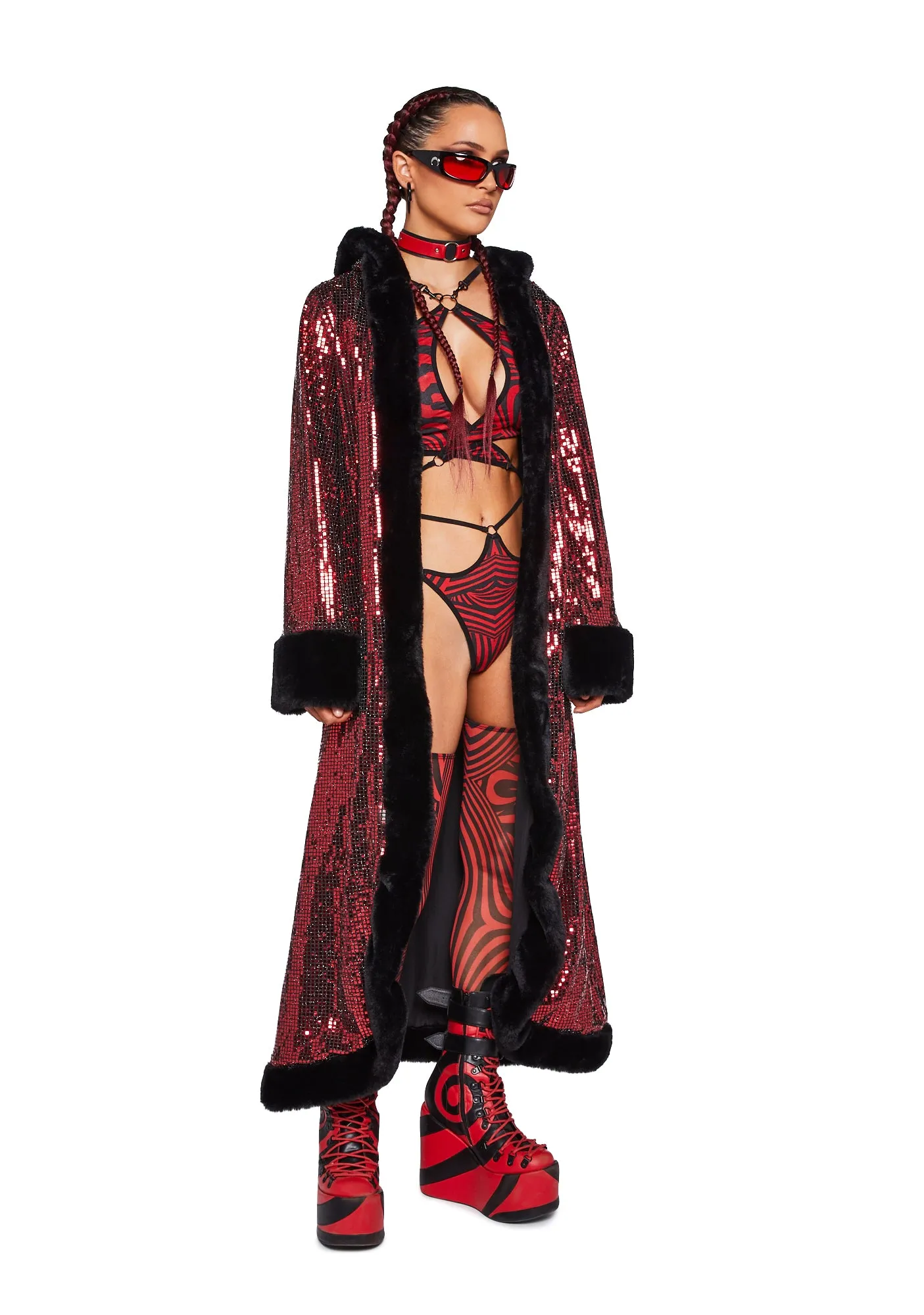 Disco Fusion Hooded Duster - Red