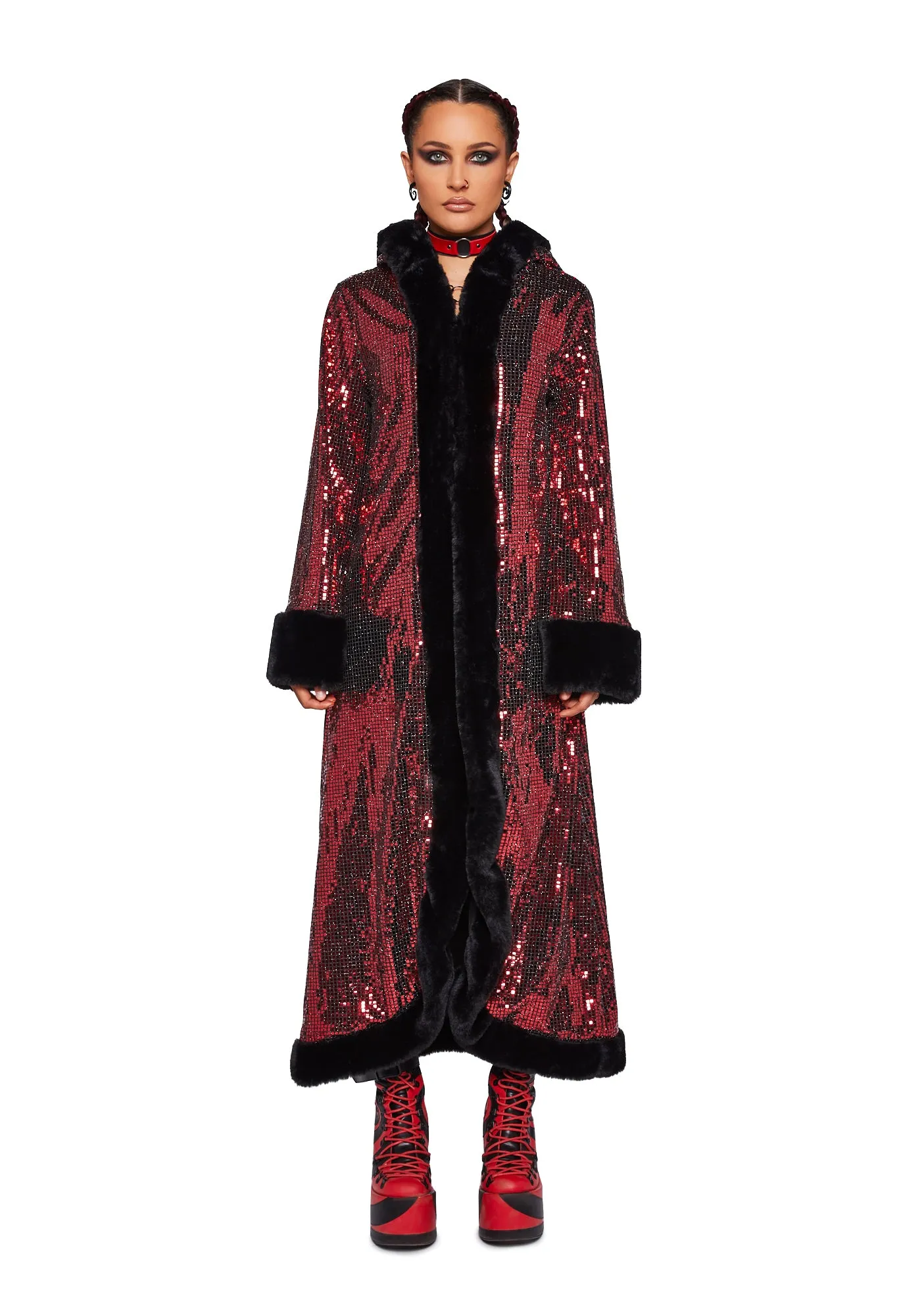 Disco Fusion Hooded Duster - Red