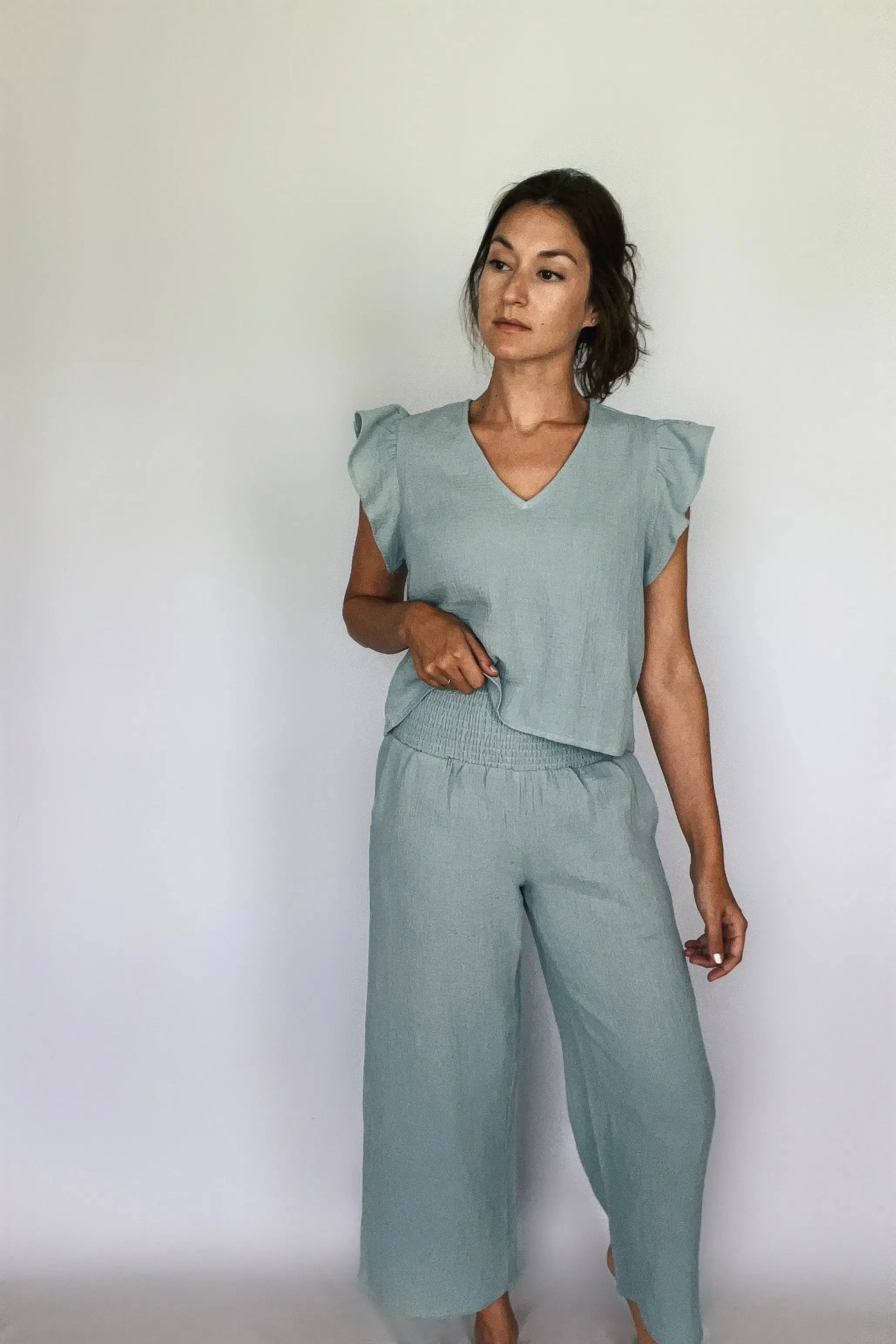 Double Gauze Smocking Waist Pants