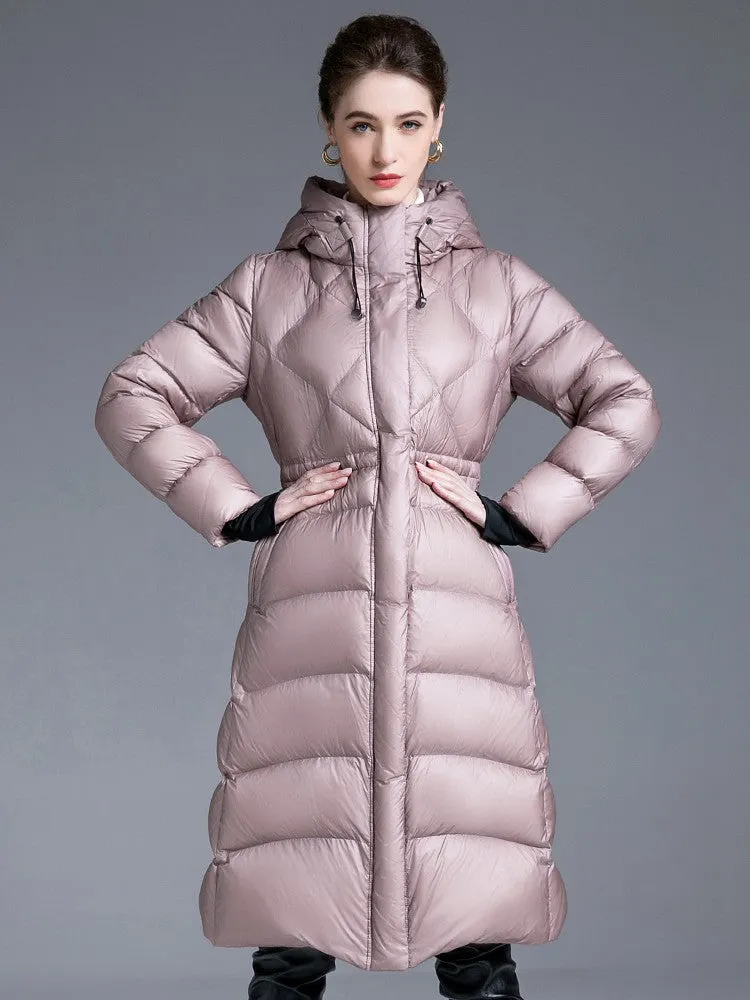 Drawstring Hooded Down Puffer Coat