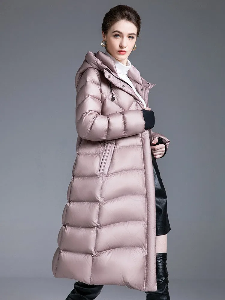 Drawstring Hooded Down Puffer Coat