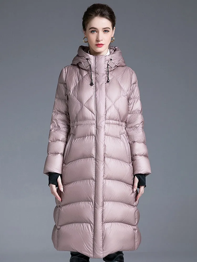 Drawstring Hooded Down Puffer Coat