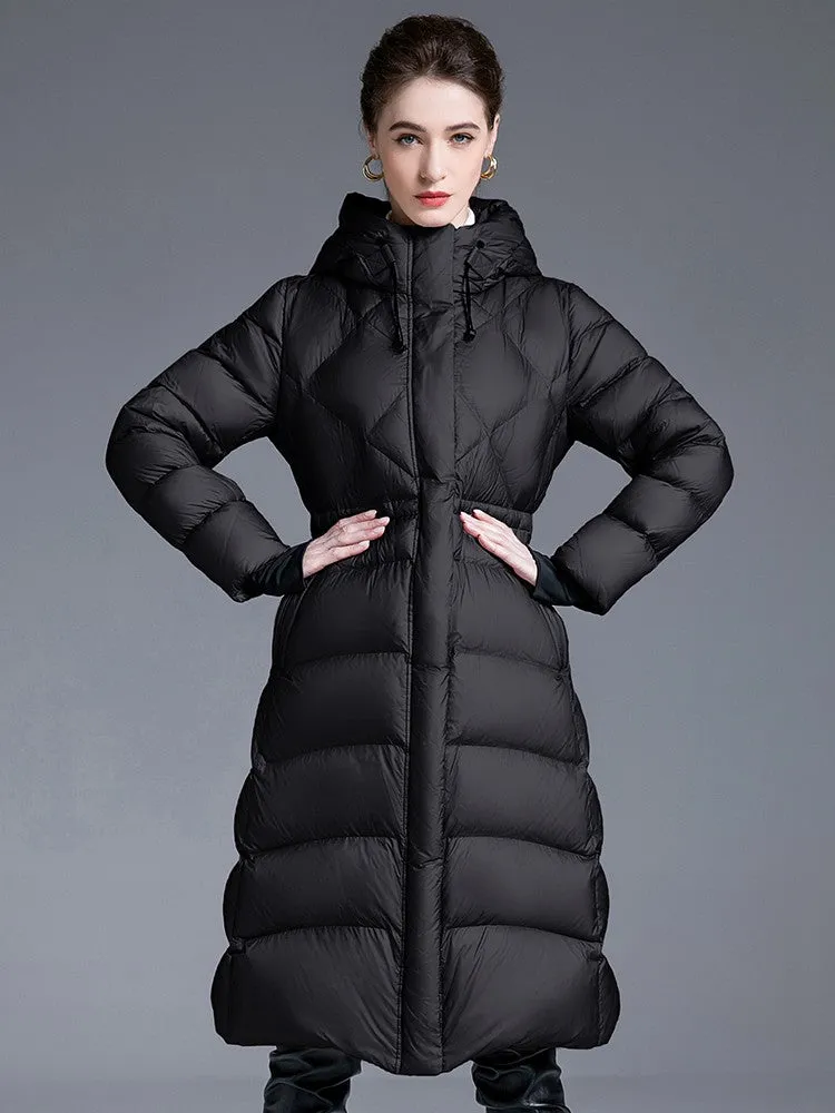 Drawstring Hooded Down Puffer Coat