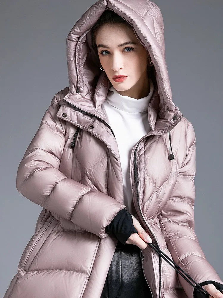 Drawstring Hooded Down Puffer Coat