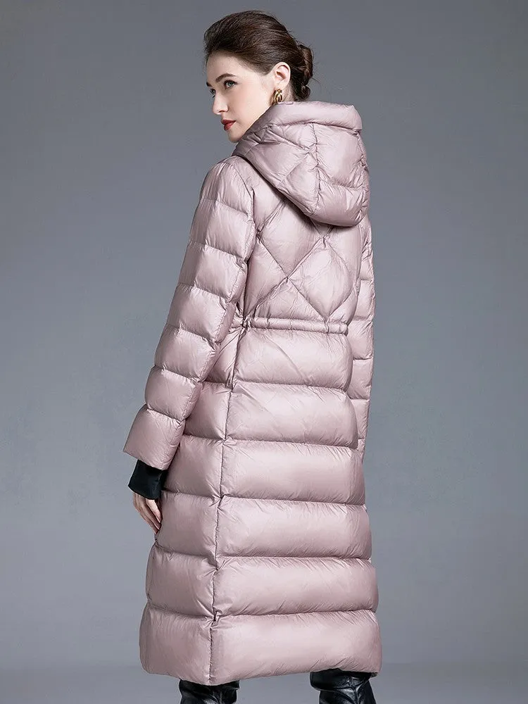 Drawstring Hooded Down Puffer Coat