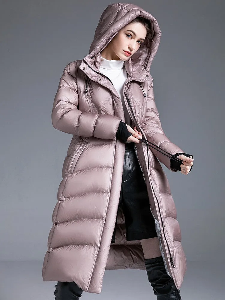 Drawstring Hooded Down Puffer Coat