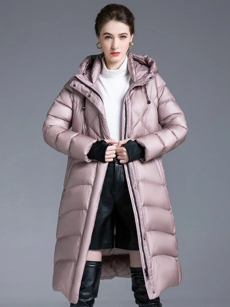 Drawstring Hooded Down Puffer Coat