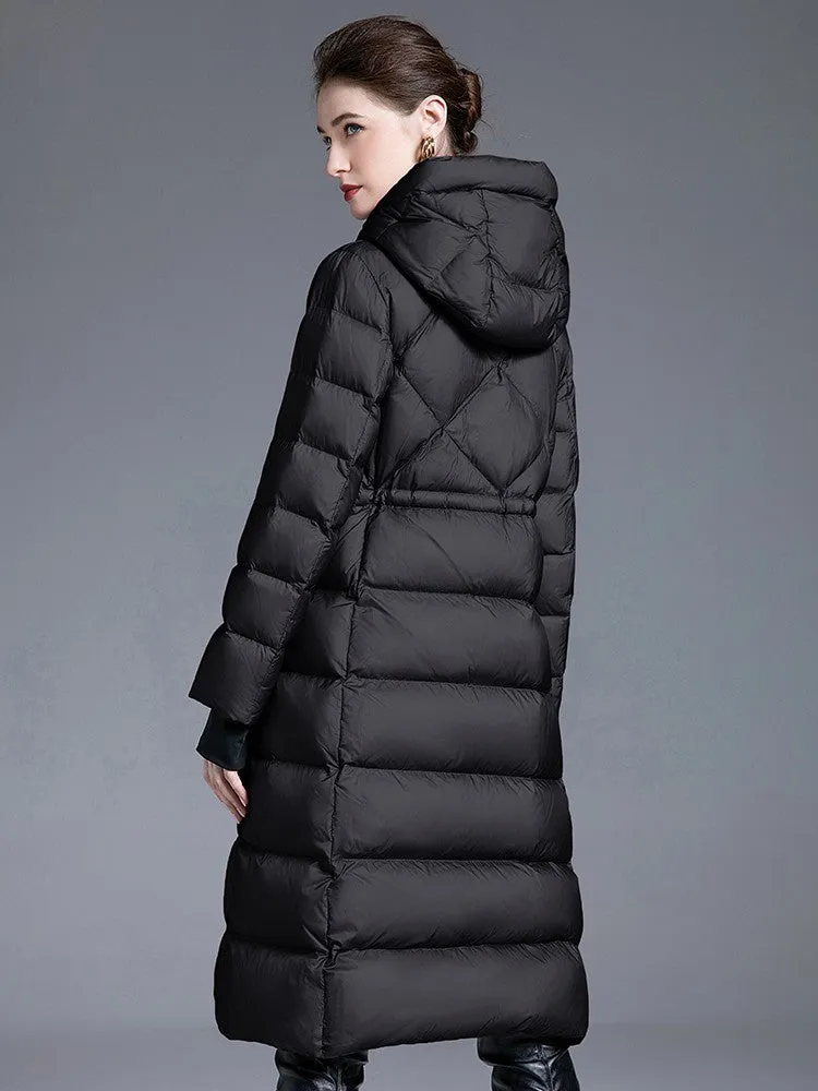 Drawstring Hooded Down Puffer Coat