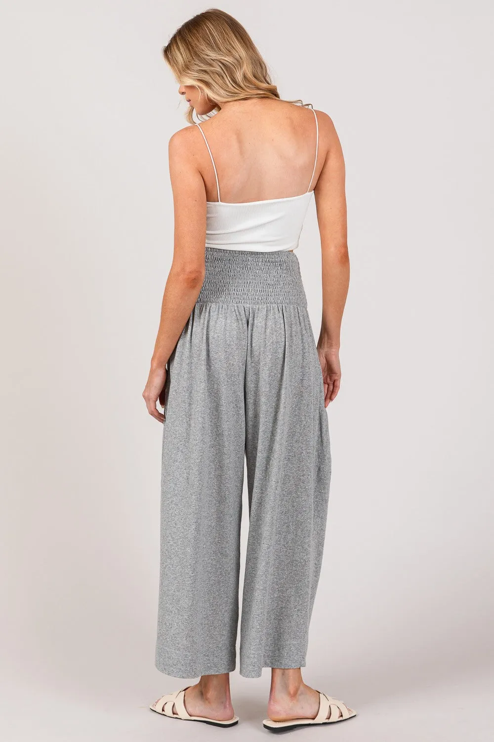 Drawstring Smocked High Waist Pants