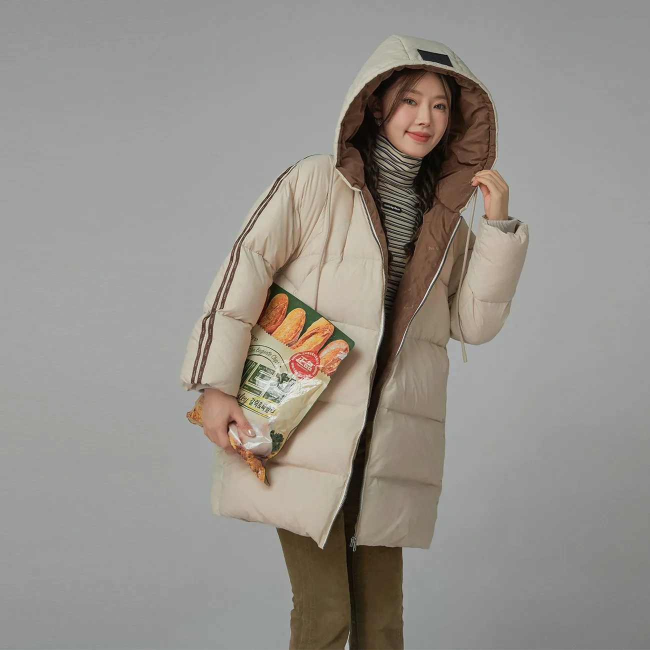 Duck Down Hooded Padded Coat