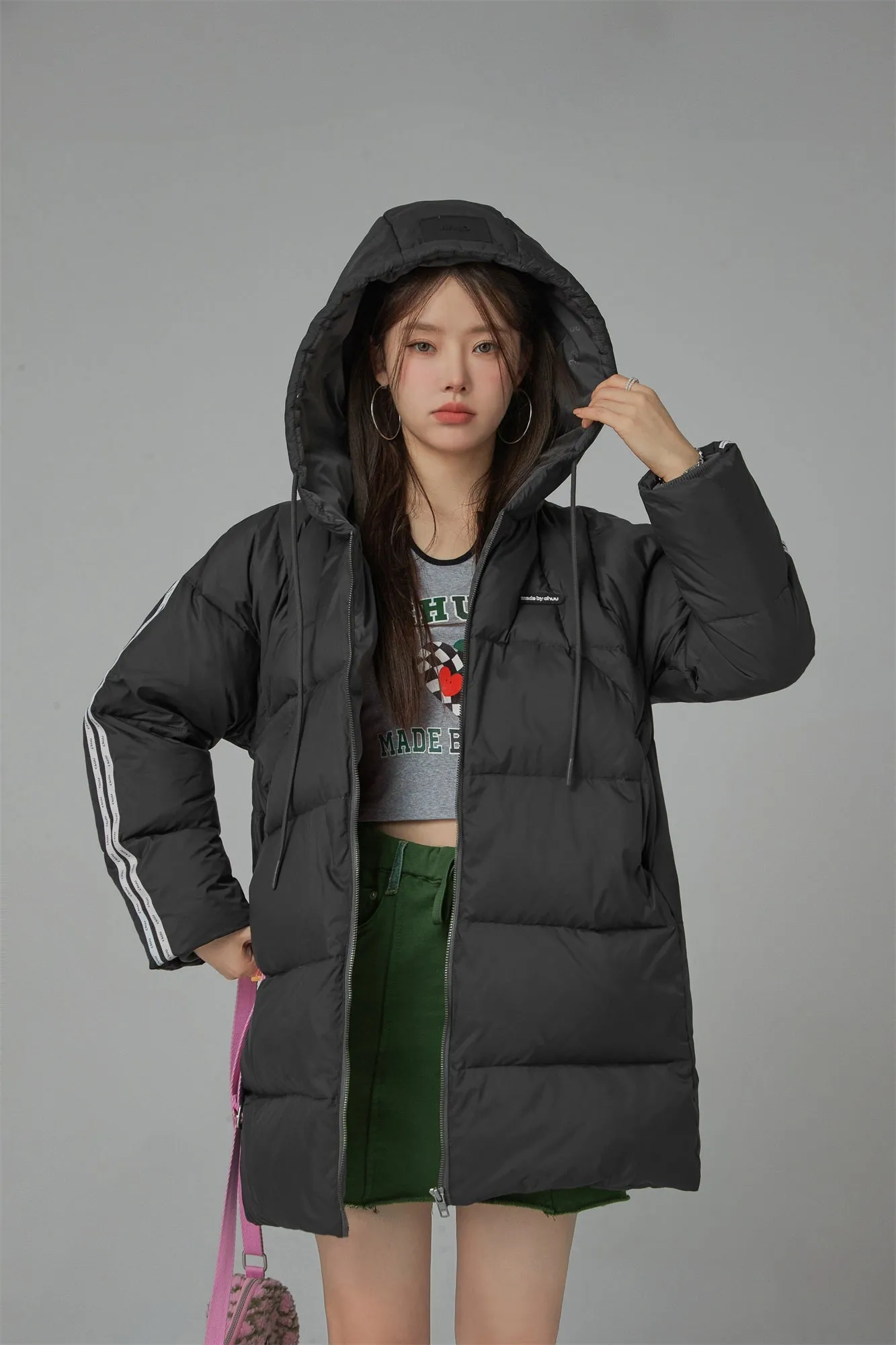 Duck Down Hooded Padded Coat