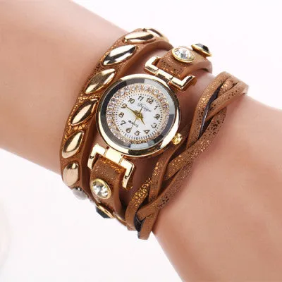 Duoya famous brand woman watches 2016 top brand luxury Casual watches women designer bracelets Leather quartz watch Gold color