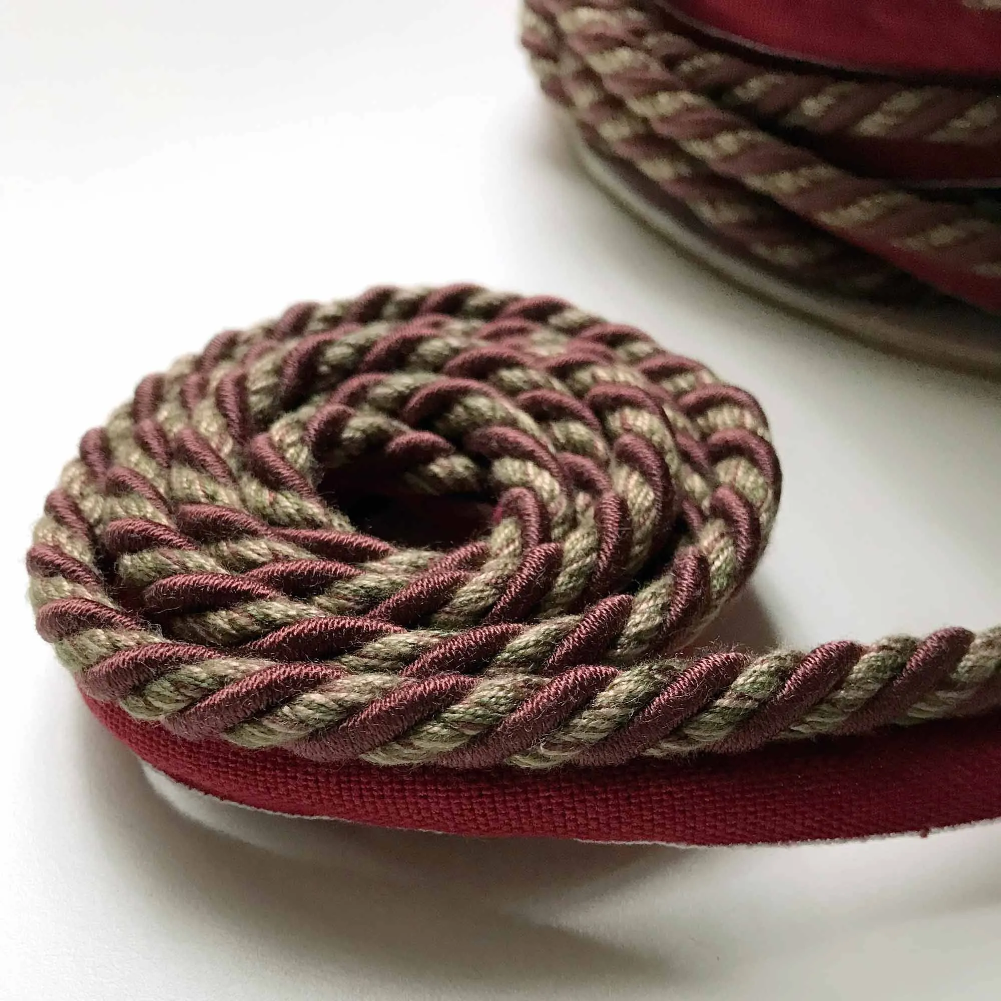 Dusty Rose and Sage High Quality Decorative Lip Cord Trim by the yard