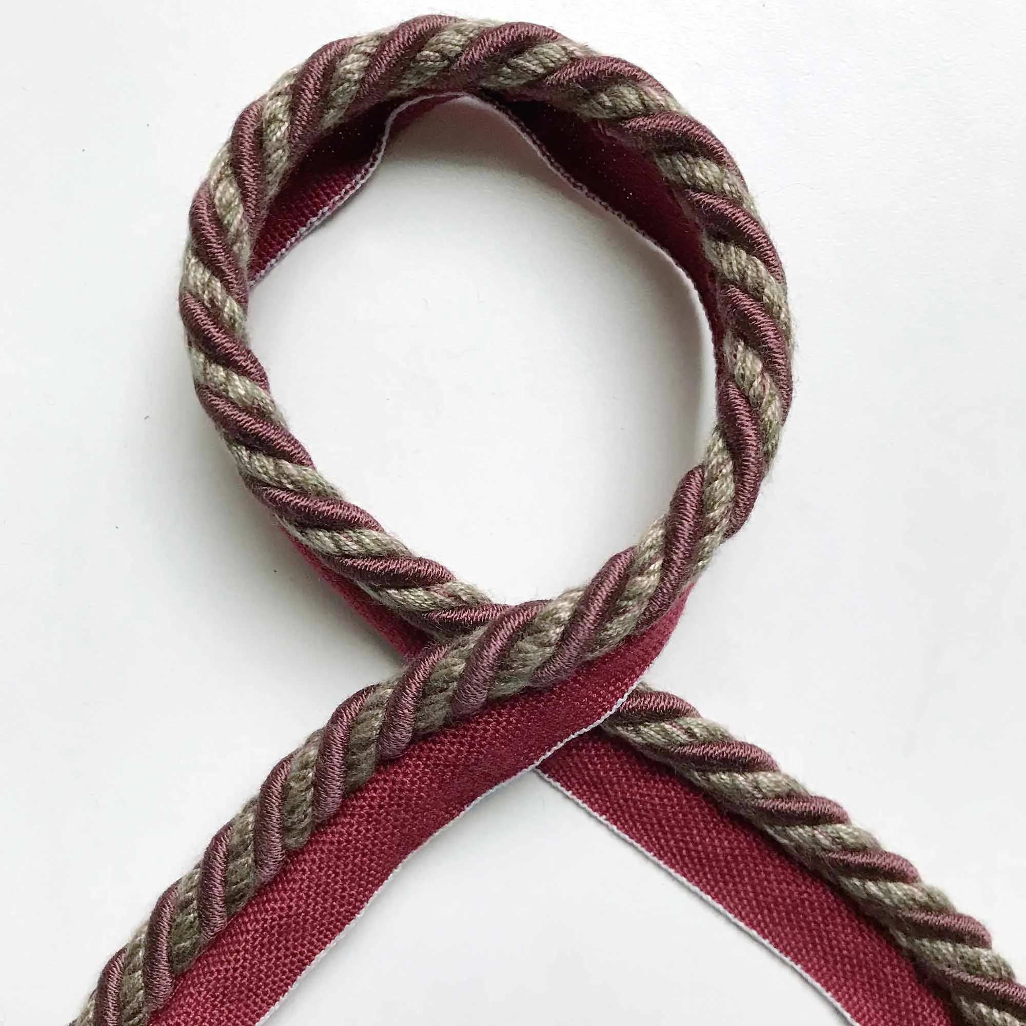 Dusty Rose and Sage High Quality Decorative Lip Cord Trim by the yard