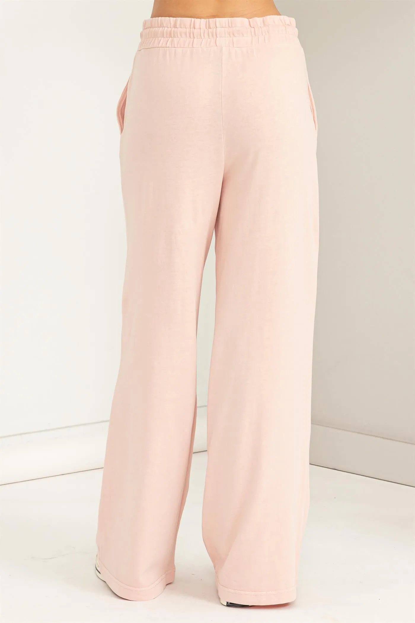 DZ23G455-HIGH WAIST DRAWSTRING WIDE LEG PANTS