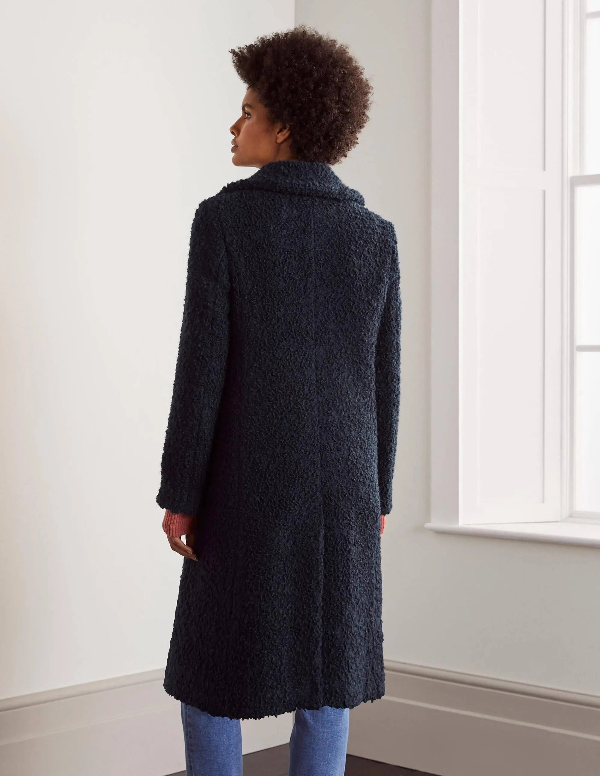 Elveden Textured Coat-Navy