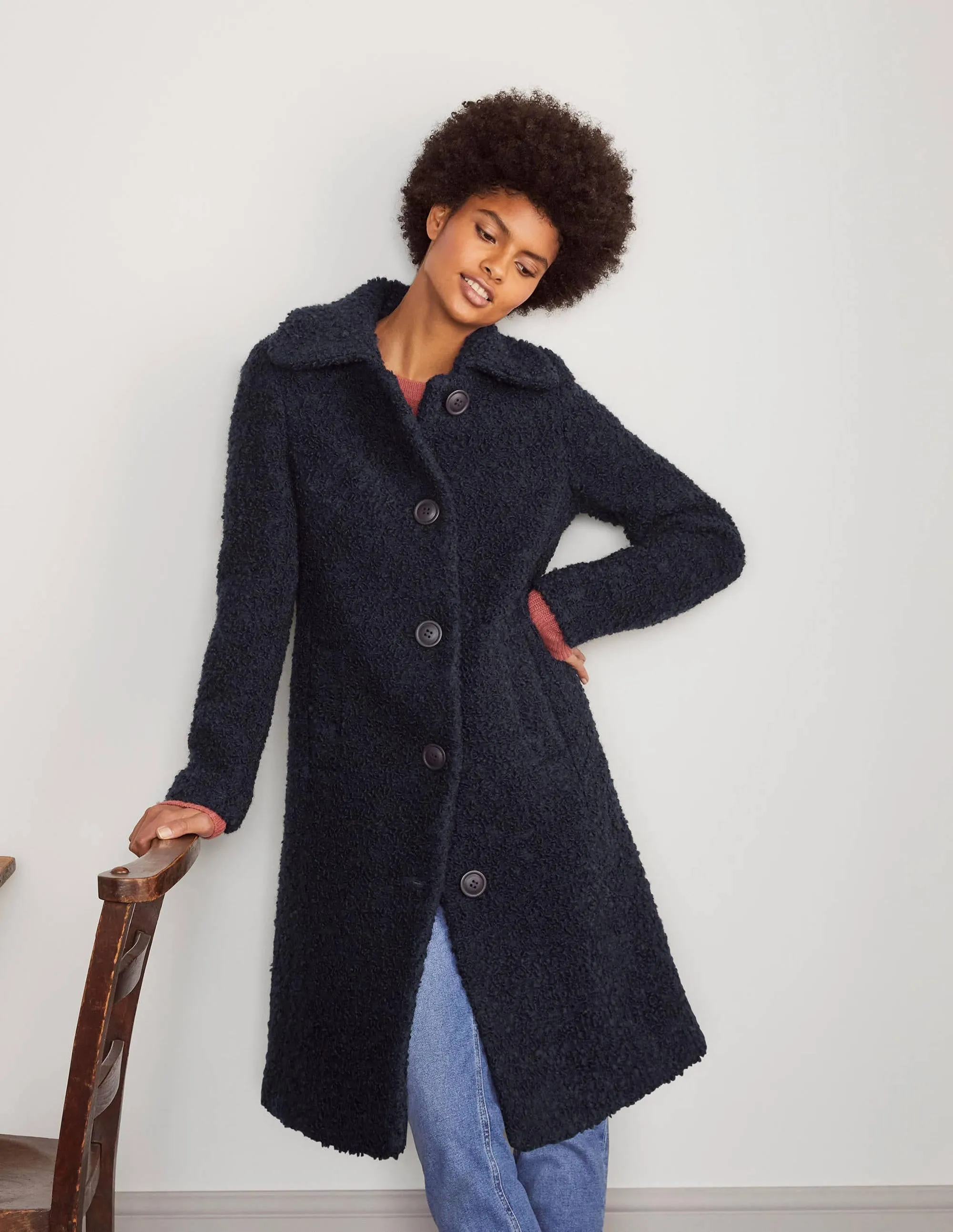 Elveden Textured Coat-Navy