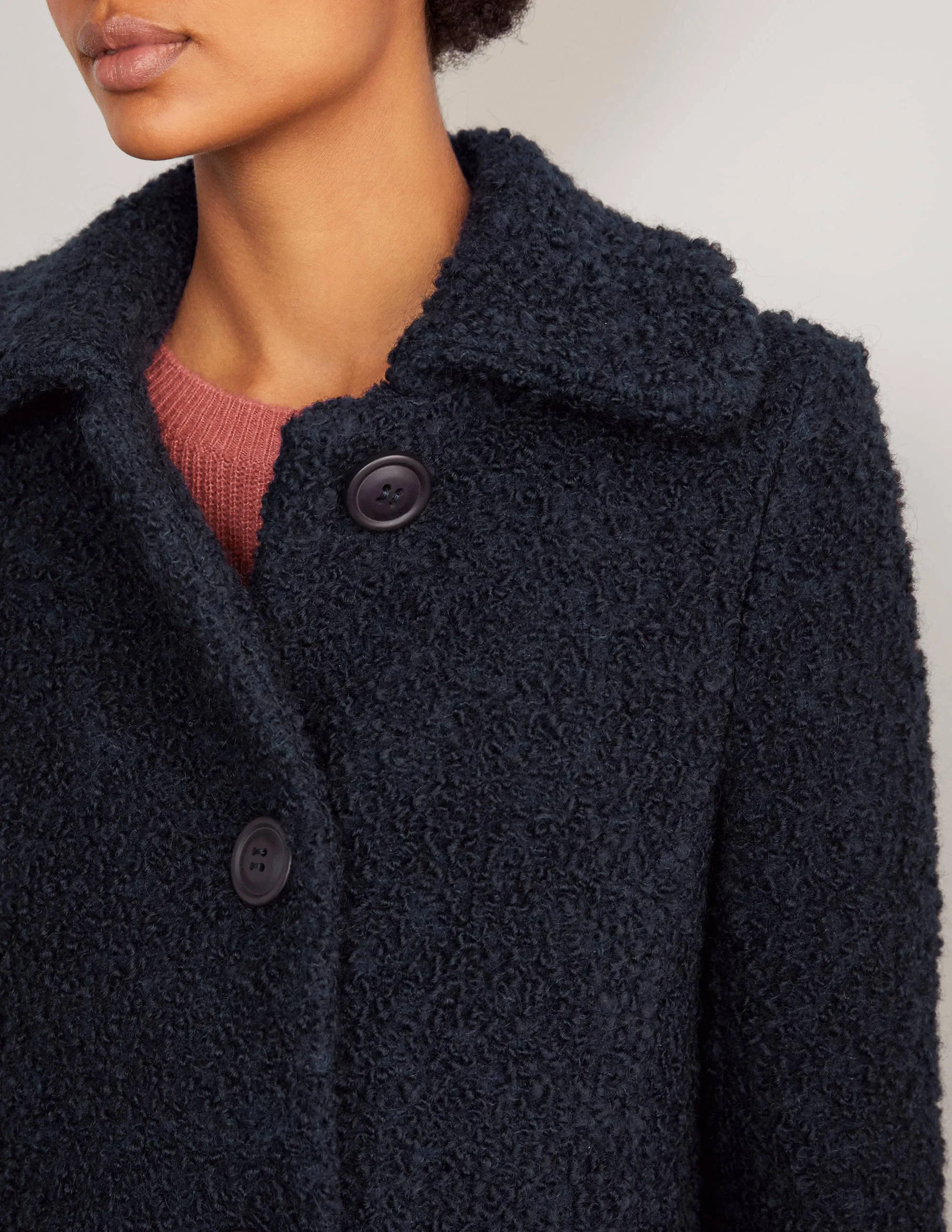 Elveden Textured Coat-Navy