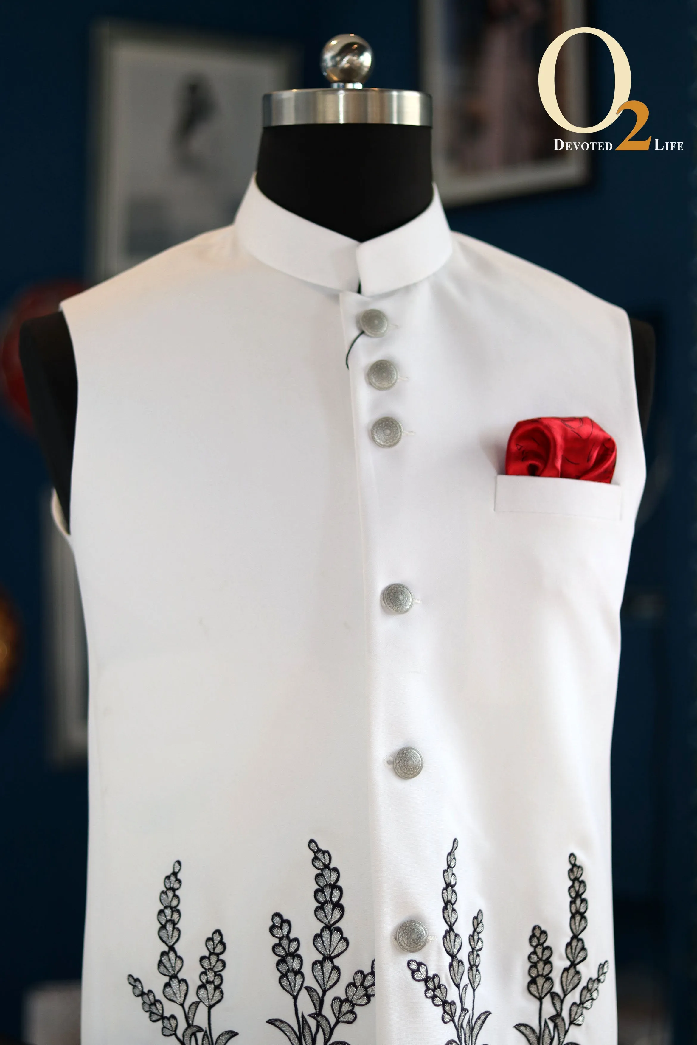 Embroidered Cotton Men Embroidery Khadi Nehru